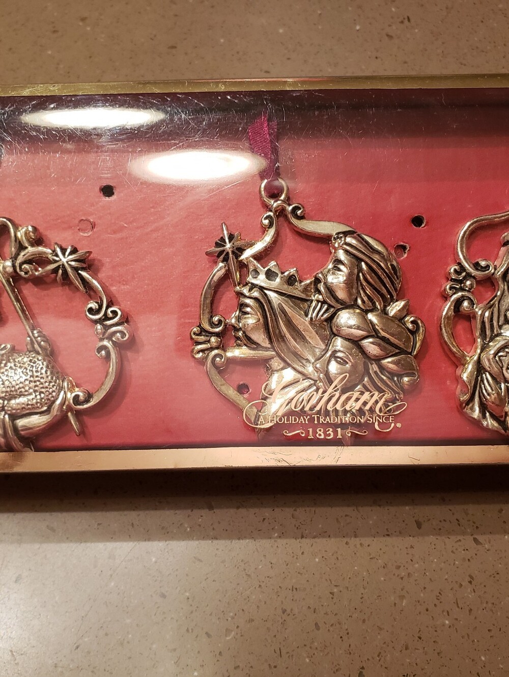 Vintage Goldtone Silver Plated Set Of 3 Gorham Ornaments